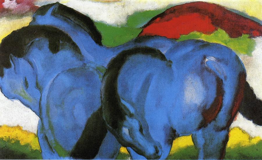 (image for) Handmade Oil painting for home canvas, oil painting framed canvas for living room Franz Marci's art The Little Blue Horses 1911